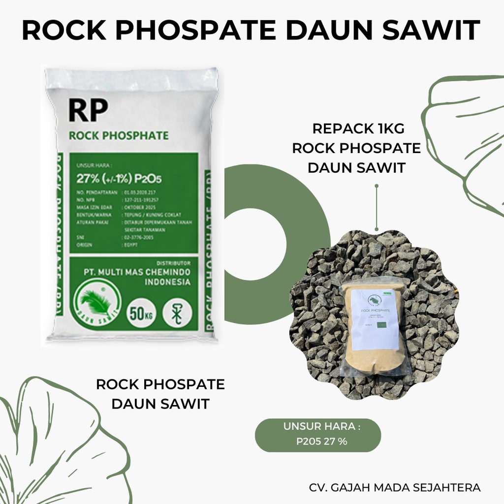 Pupuk ROCK PHOSPHATE DAUN SAWIT REPACK 1KG