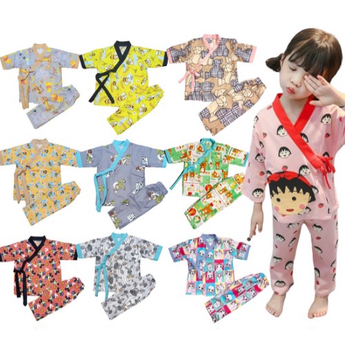 Piyama anak//set kimono anak//baju tidur anak//setelan karakter anak