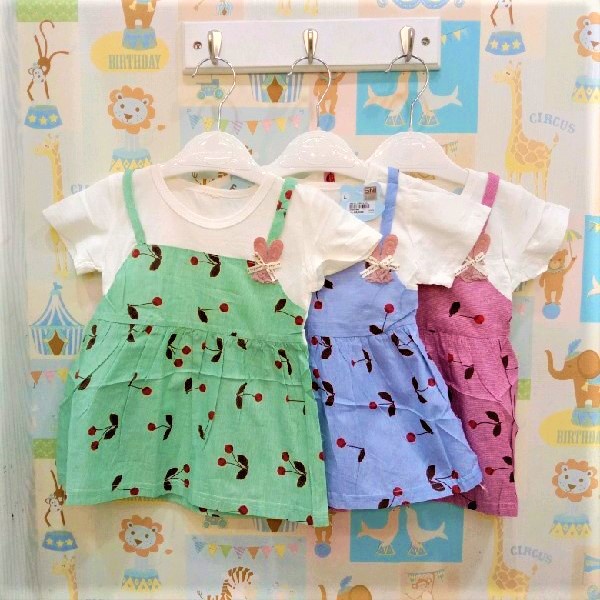 Dress Overall Cherry Anak Perempuan