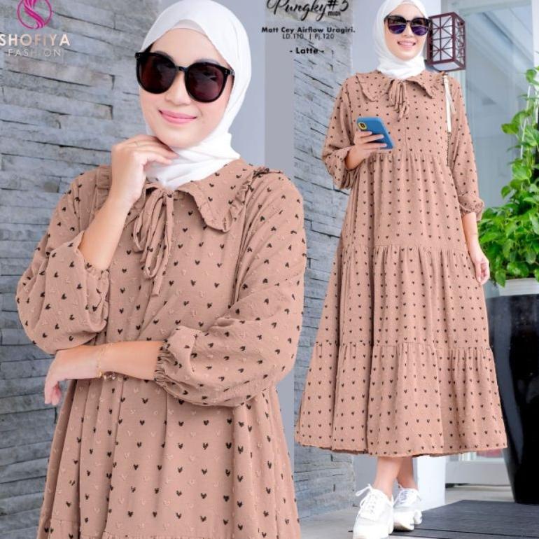 Terbaru GAMIS MIDI DRESS RUBI TWO TONE TERBARU COD real pick Murah