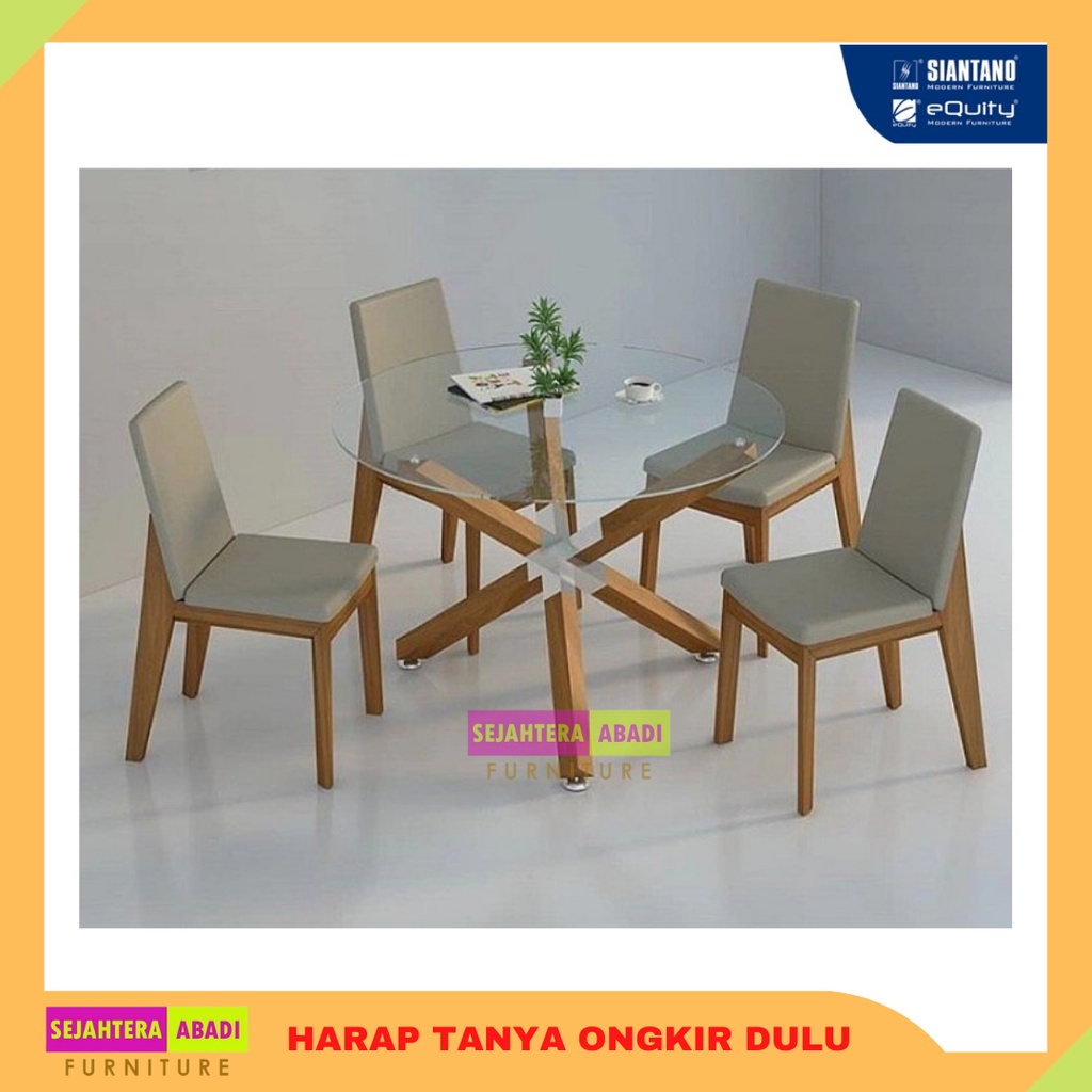 Full Set Meja Kursi Makan Minimalis Siantano DT Fukuoka + 4 DC Ocean FULL SET