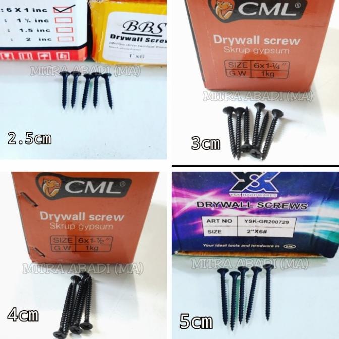 SKRUP GIPSUM (PER DUS) 3CM/4CM/5CM/7CM / SEKRUP GYPSUM