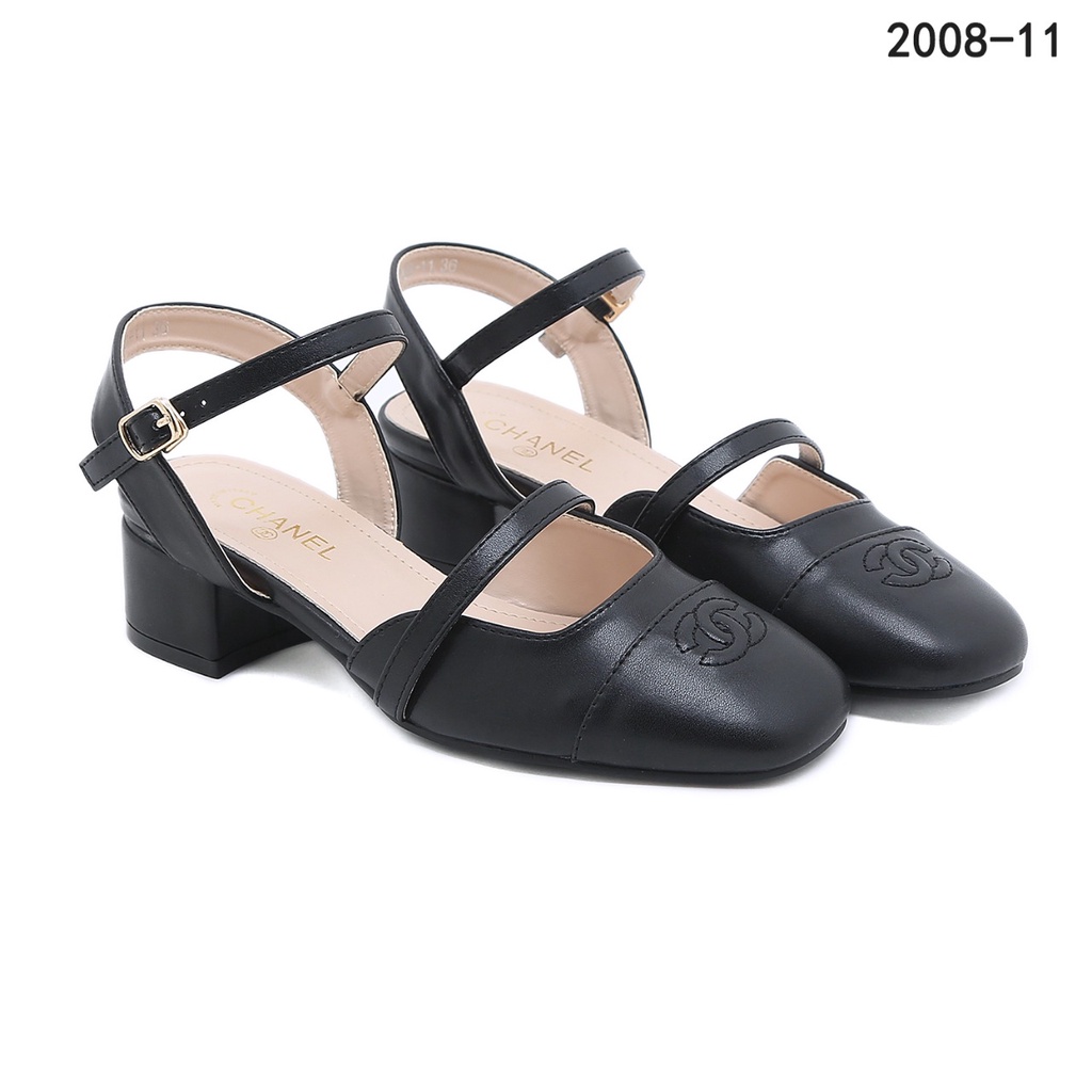 CH Leather Block Heel Slingback Shoes 2008-11