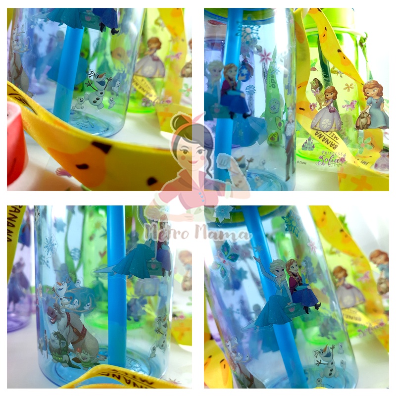 Botol Minum Anak Transparan dengan Lanyard BPA FREE bisa Mix and Match Stiker DIY