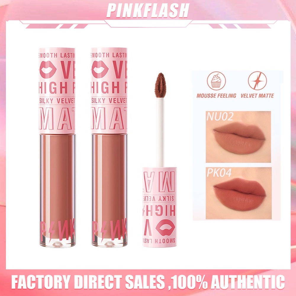 PINKFLASH PinkDiary Lipstick Lip Cream Smooth High Pigment Lasting Tahan Air Lipstik Lipstik Madam Kosmetik Velvet Matte