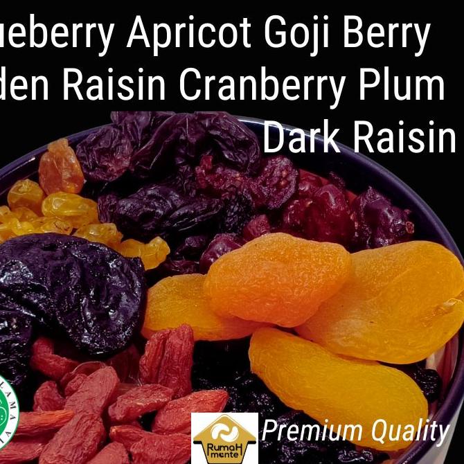 

✷ TRAIL MIX 7 BUAH KERING 500GR BLUEBERRY CRANBERRY DARK RAISIN GOLDEN RAISIN GOJIBERRY PLUM APRICOT (CEMILAN DIET) ۩