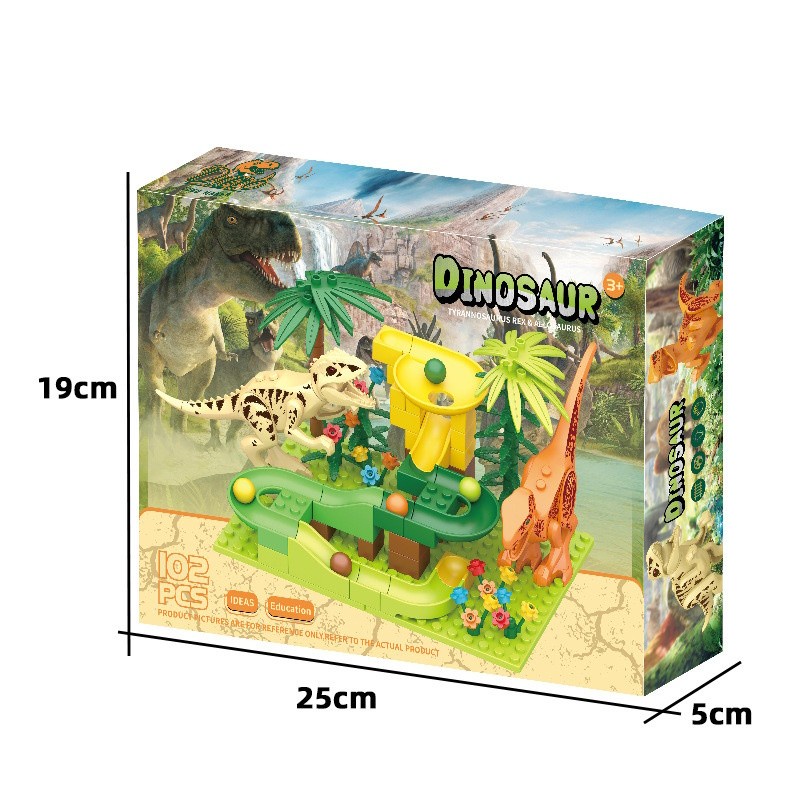 Mainan balok bricks dinosaurus, Mainan brick marble run dino blok