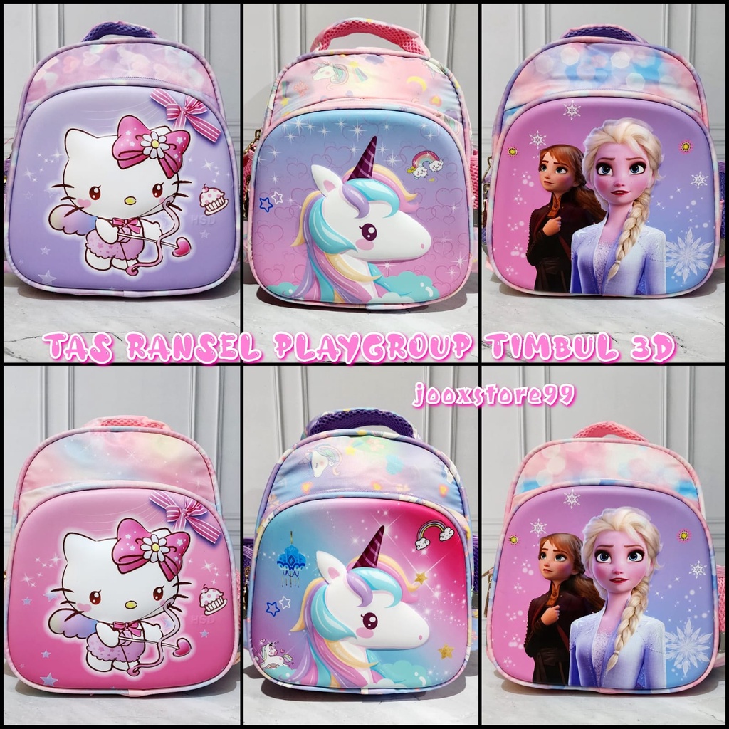 Tas Sekolah Ransel Anak SD Model Timbul 3D Gambar Astronot dan Unicorn Tas Import Ransel Anak Perempuan dan Laki - Laki Backpack Anak Cewe dan Cowo