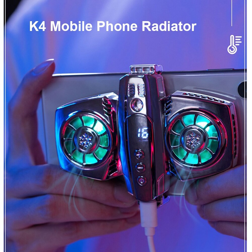 Kipas Pendingin Smartphone Cooling Dual Fan RGB LED - K4 - Black