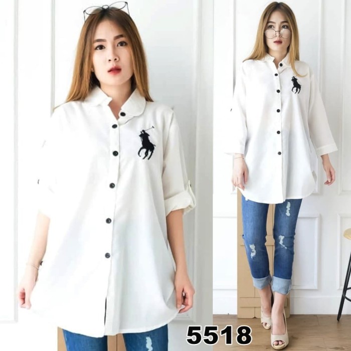 Tunik JUMBO POLONIA PUTIH [ 0128] RJK X1D4 OOTD Kemeja Bisa Cod Wanita New product Jumbo Elegant Kan