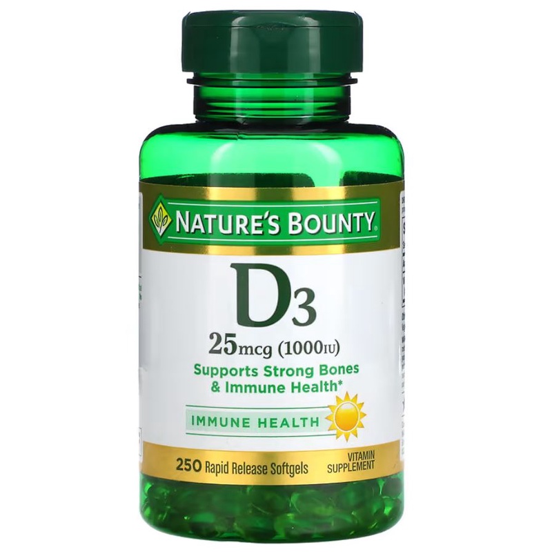 SALE MURAH Nature Bounty Vitamin. D3 1000 IU 250 Rapid Softgels Jaga Kesehatan Tulang &amp; Daya Tahan Imun ORI USA