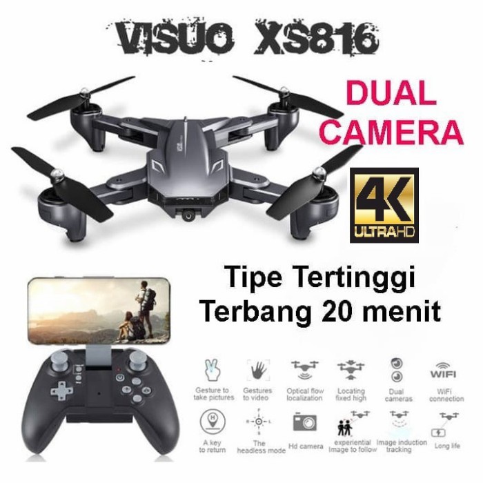 Drone Terbaik 2021 Visuo XS816 Dual Camera Visuo Shark 20min Fly