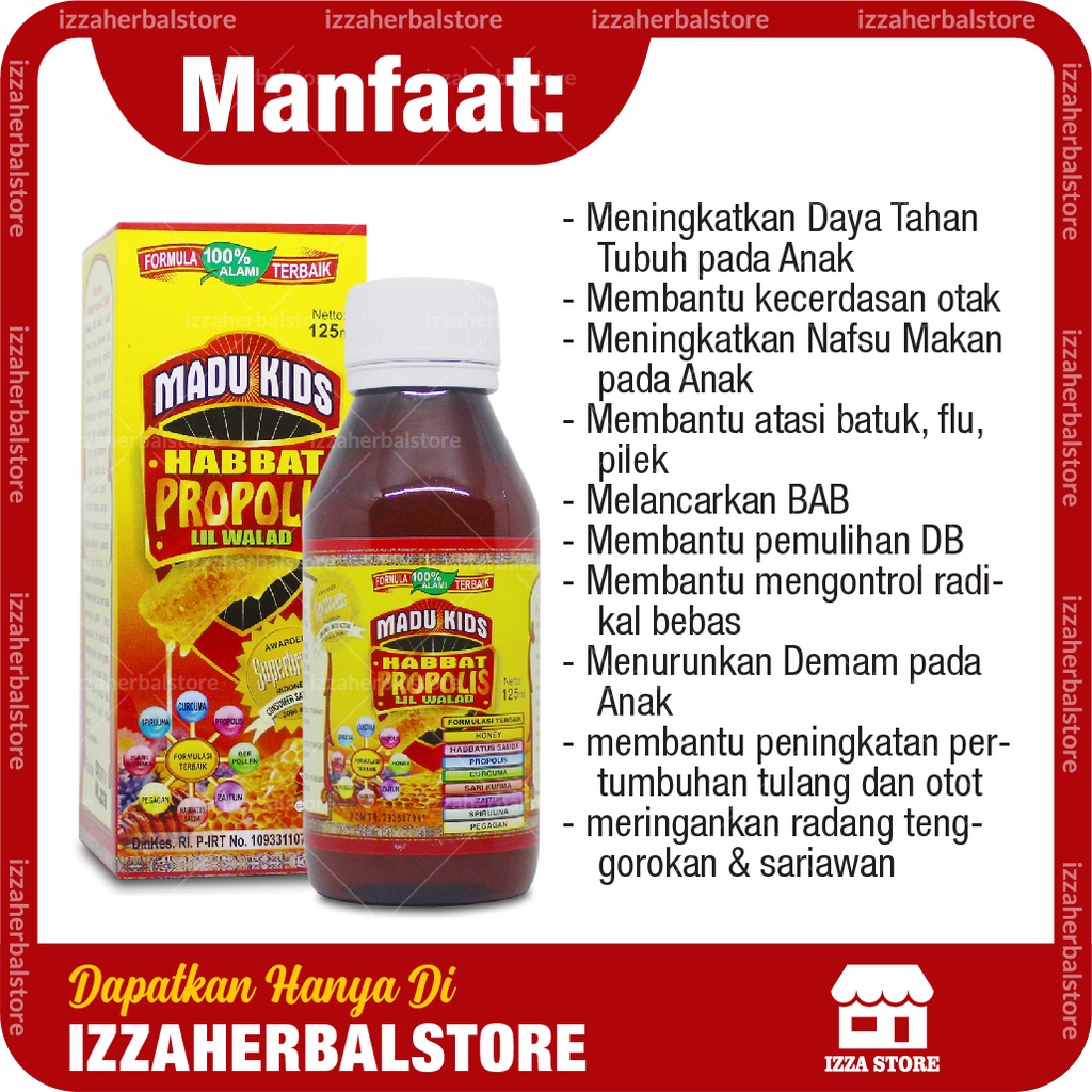 Madu Kids Habbat Propolis Lil Walad Madu Anak Penambah Nafsu Makan Netto 125ml Pilihan Terbaik