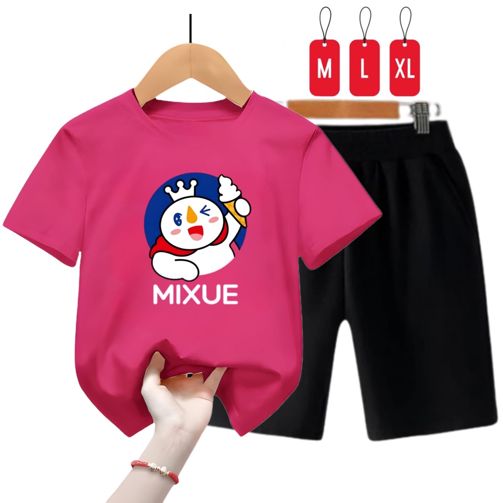 Hzl_outfit Kaos Setelan Anak Laki-Perempuan Mixue/ Setelan Kaos Anak Anak