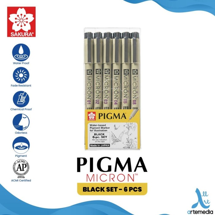 

Terlaris Drawing Pen Sakura Pigma Micron Set 6 Pigment Ink Pulpen Gambar