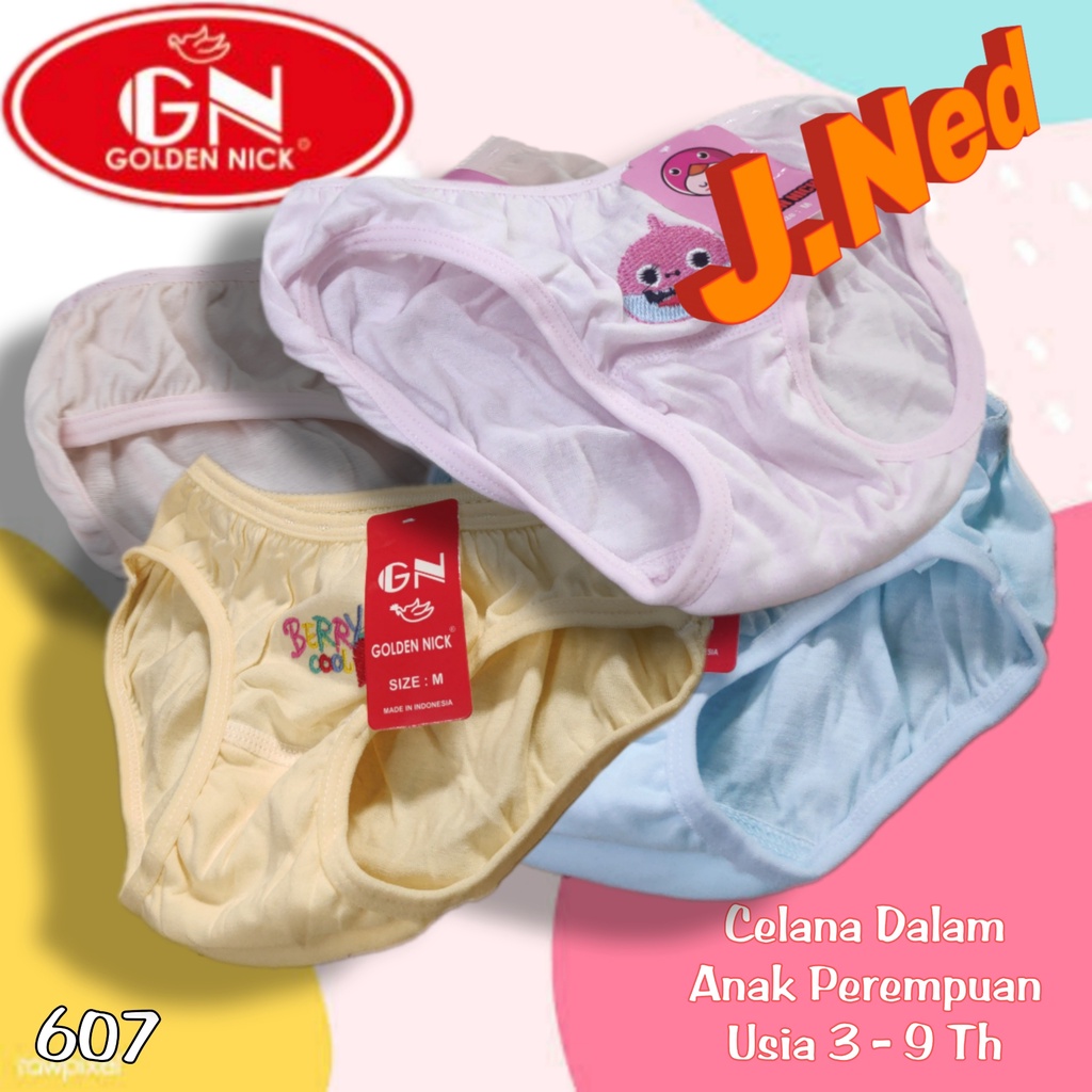 J607T  HARGA 3 PCS Celana dalam Anak  Wanita Murah - Cd Anak Wanita - Golden Nick 1188