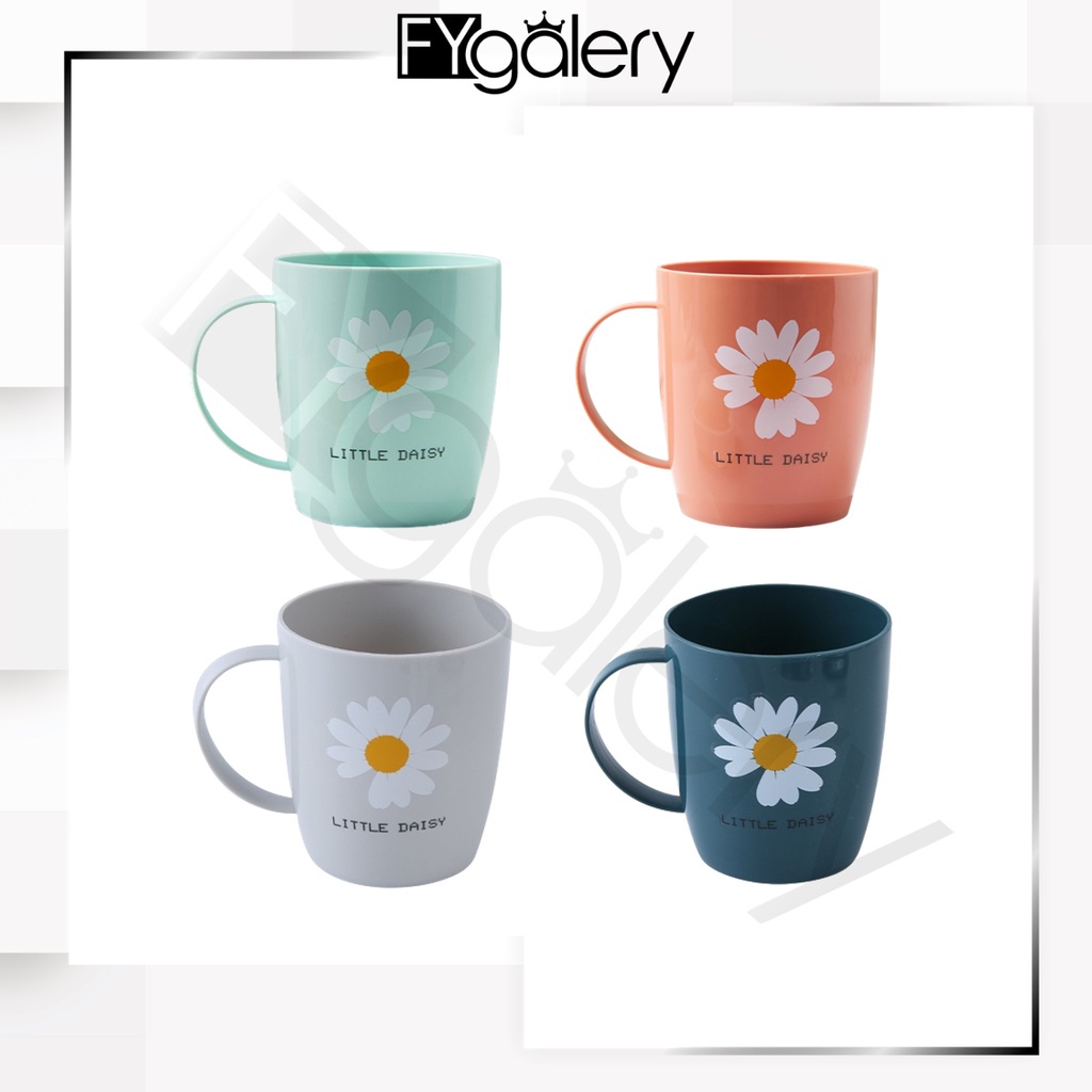 FYGALERY HL0309 Cangkir Plastik Motif Bunga Matahari Gelas Minum Malamin Aesthetic Gelas Teh Kopi Mug Sun Flower Multifungsi Tempat Sikat Gigi Dan Odol