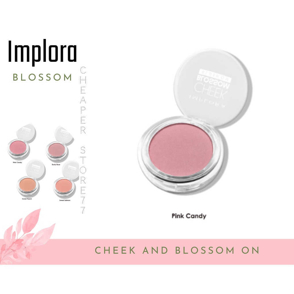 IMPLORA - CHEEK BLOSSOM BLUSH ON CORAL PEACH-DUSTY ROSE-PINK CANDY-SWEET ALMOND