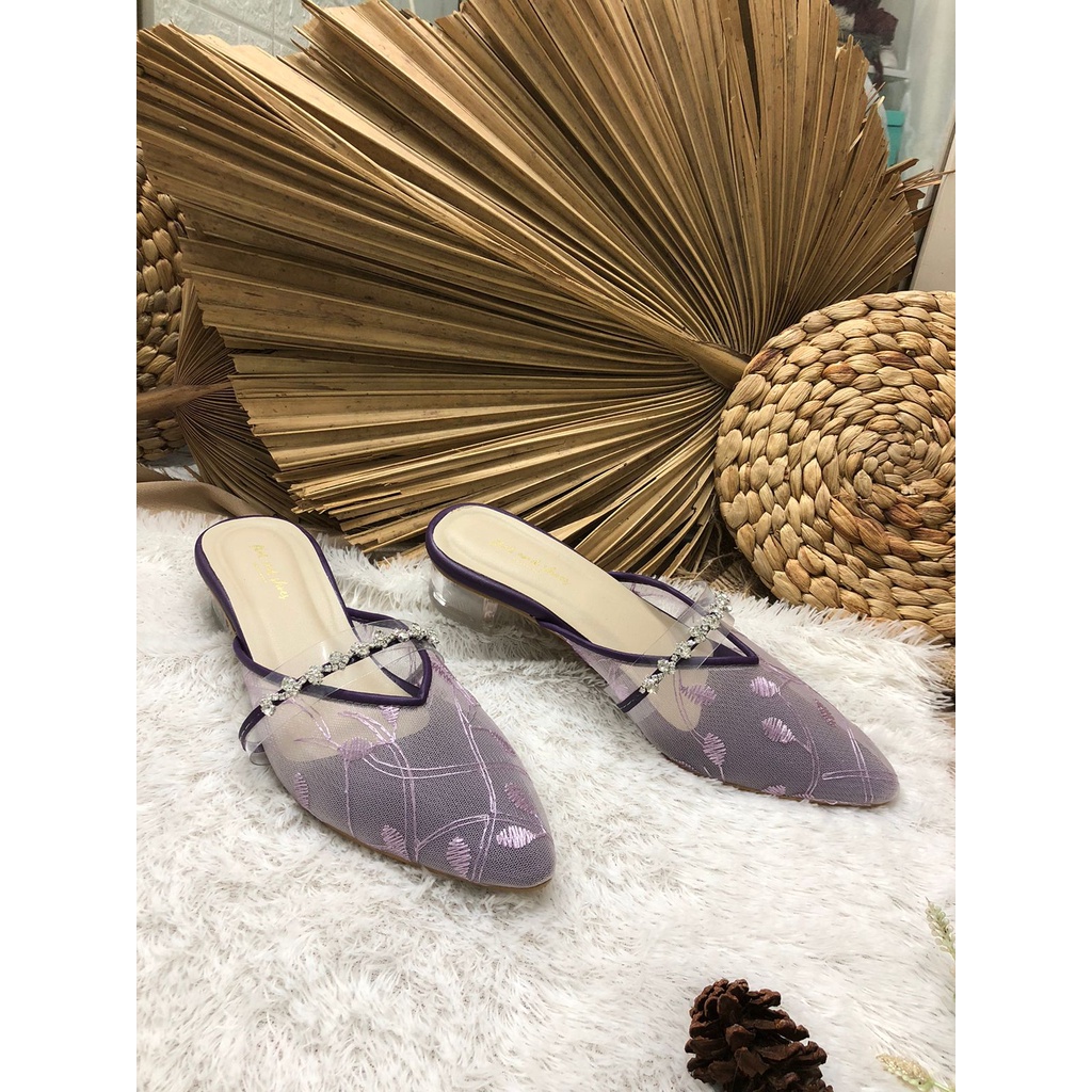 sepatu wanita wedding azwa ungu 3cm hak kaca
