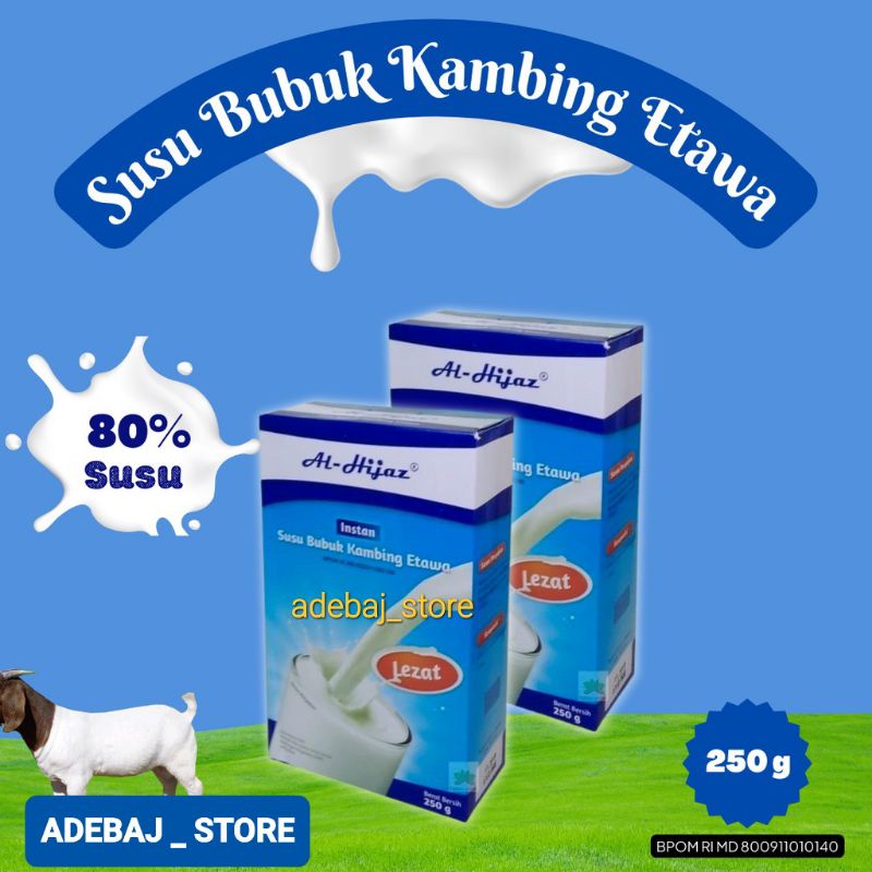 

Susu Kambing ETTAWA AL HIJAZ 80% SUSU ORIGINAL 250gr