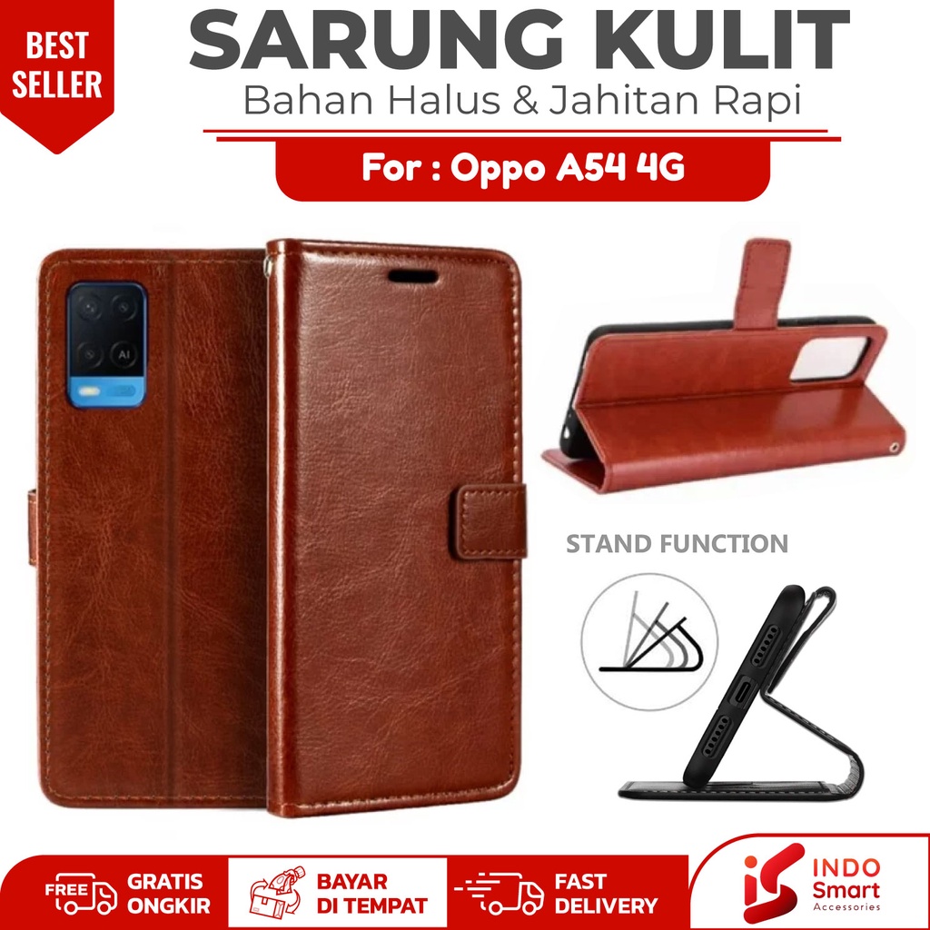Oppo A54 4G / Case Oppo A54 4G / Leather Wallet Case Dompet Sarung Kulit Hp