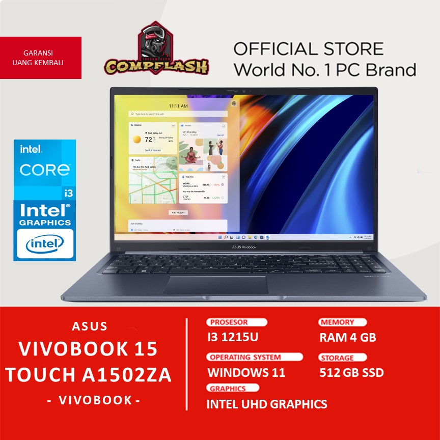 LAPTOP ASUS VIVOBOOK 15 TOUCH A1502ZA VIPS351 I3 1215U RAM 4GB 512SSD FHD IPS