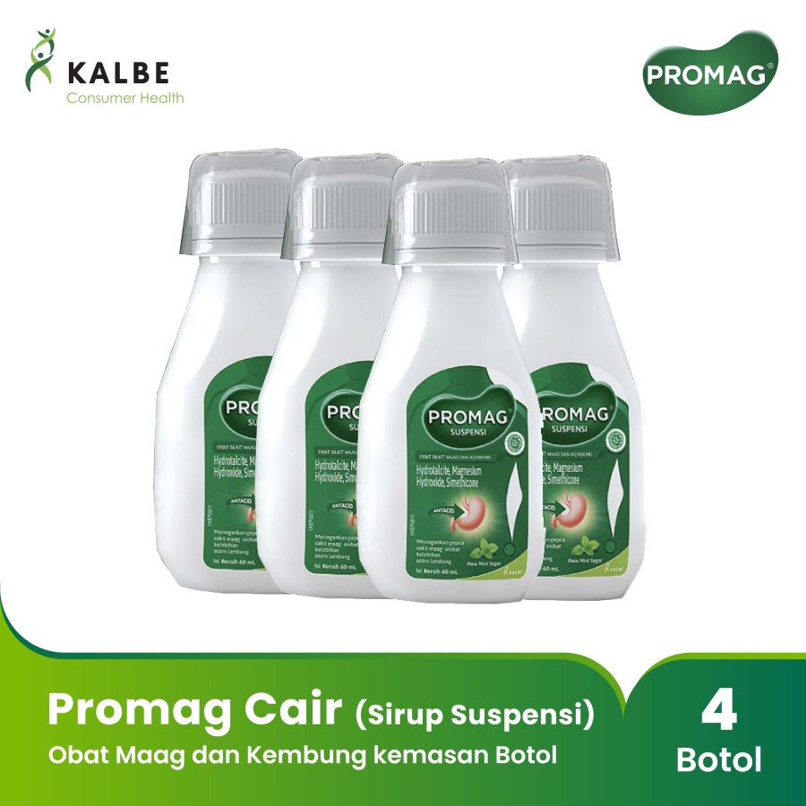 Promag Cair (Sirup Suspensi) Obat Maag dan Kembung kemasan Botol 60 mL