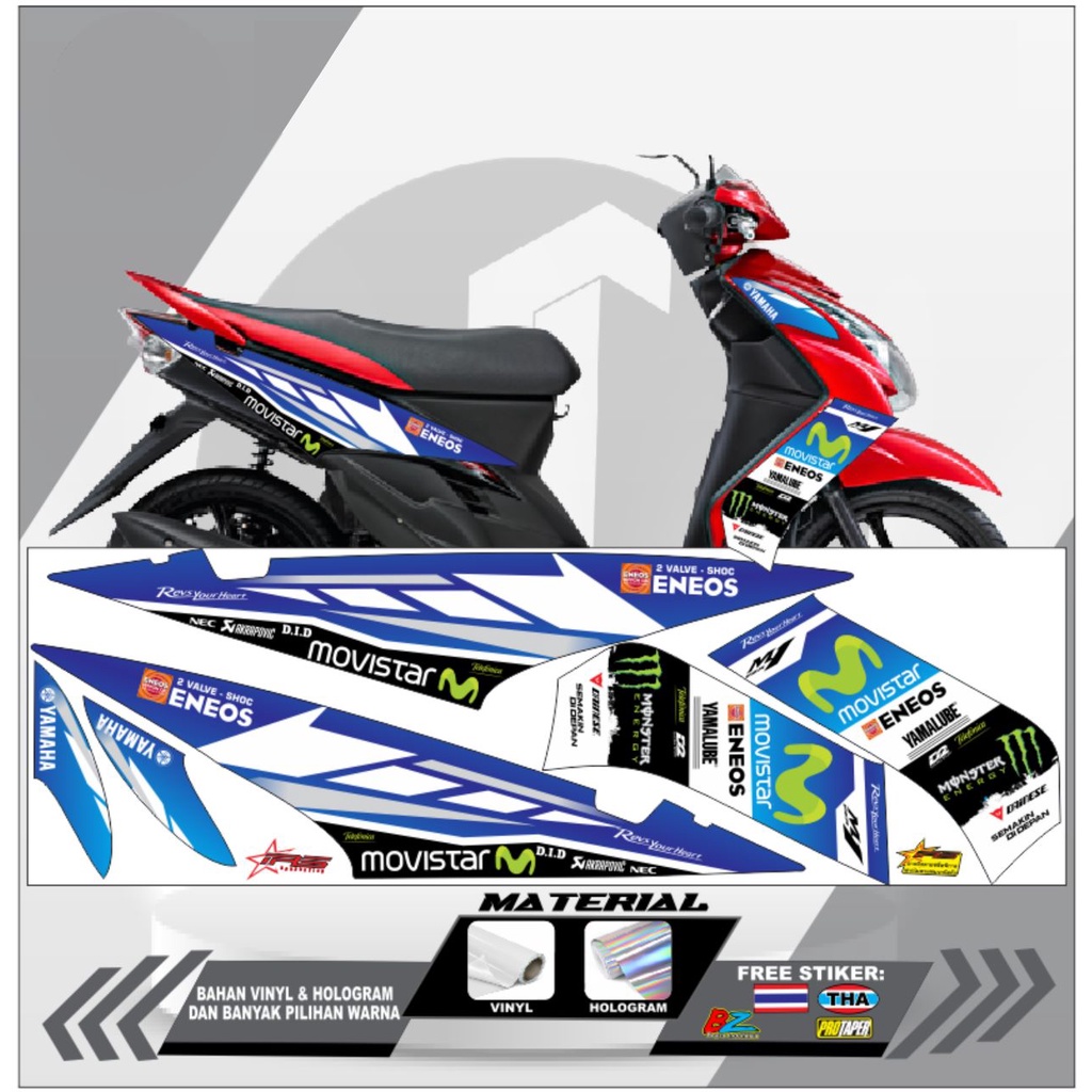 STIKER STRIPING VARIASI YAMAHA MIO SOUL BAHAN PUTIH/HOLOGRAM VINYL|LIS SEPEDA MOTOR MIO SOUL|STIKER 