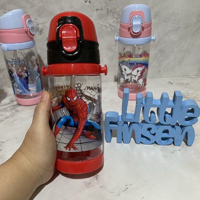 botol minum  Botol minum spiderman/botol spiderman/botol tali spiderman - 450 ml tali(F3Q2) Botol Mi