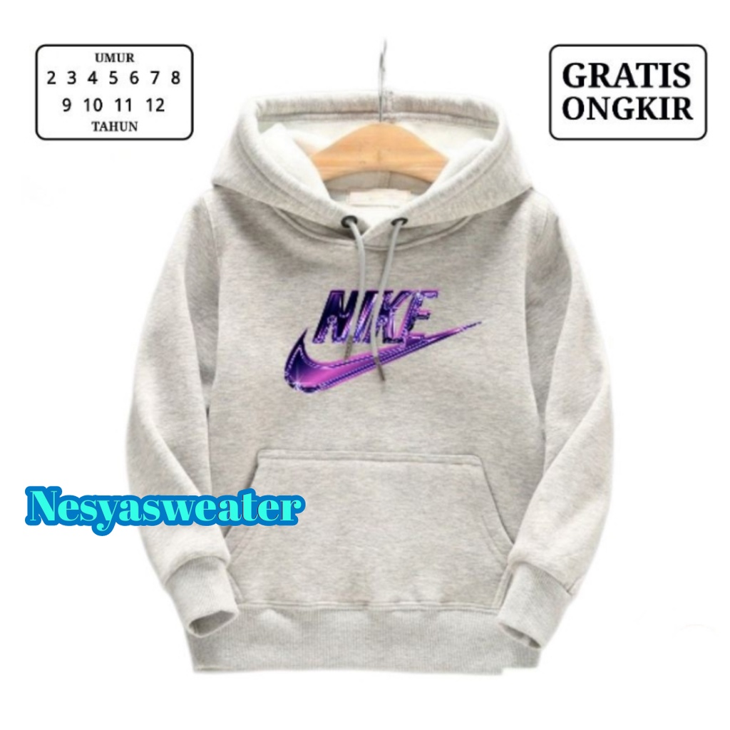BEST SELLER Hoodie Anak NIKE Laki-Laki Perempuan Jaket Usia 2 3 4 5 6 7 8 9 10 11 12 Tahun Bisa Cod