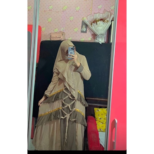 baju gamis lebaran syar'i gamis set kerudung gamis d'four mode