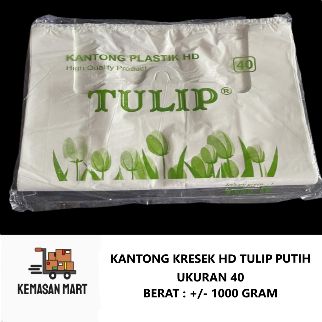 KANTONG KRESEK HD TULIP PUTIH UKURAN 40 / KANTONG PLASTIK