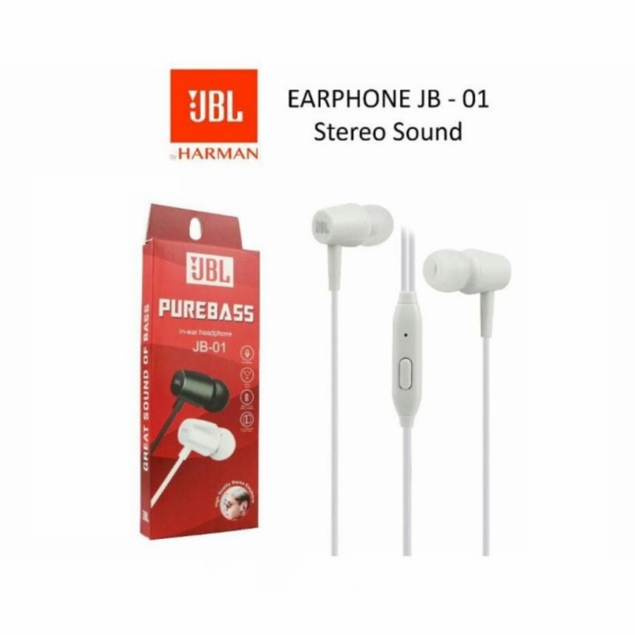 Headset JBL JB-01 PUREBASS Earphone Original JB-01 Pure Bass Headset Handsfree Original