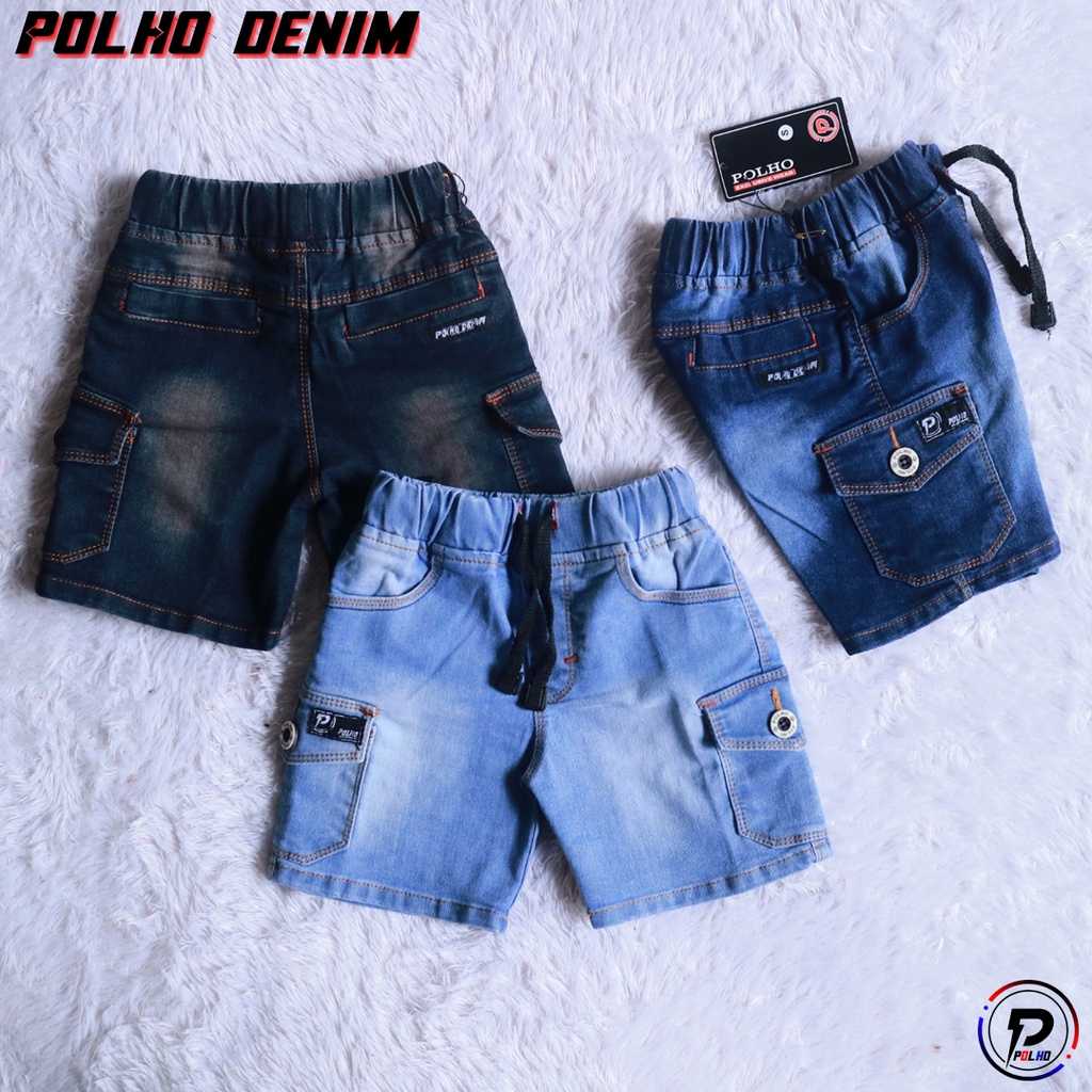 Celana Jeans Anak Pendek Cargo Boardshort usia 2-12 tahun by POLHO DENIM