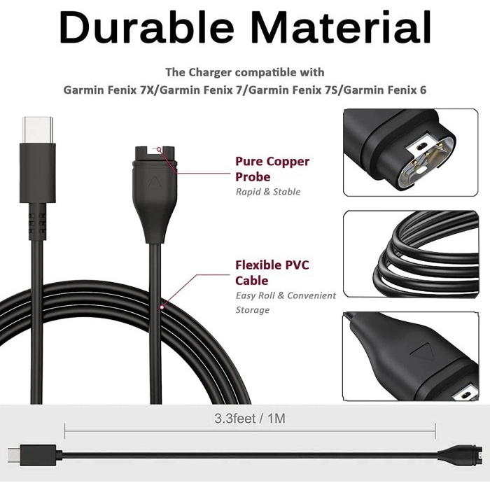 USB Type C Kabel Charger Garmin Venu 2 TACTIX 7 instinct 2S enduro 55