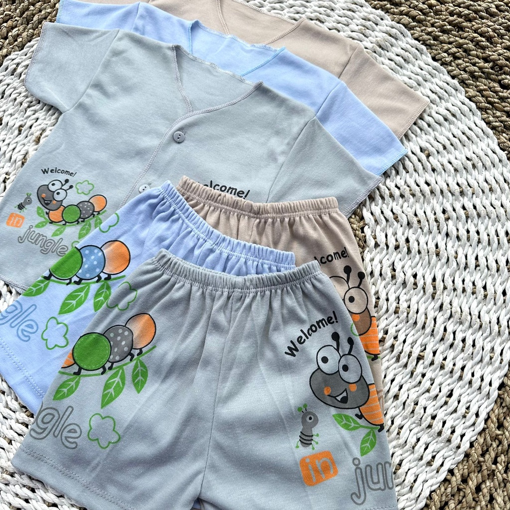 3pcs baju bayi lengan pendek + celana pendek bayi baru lahir baju bayi stelan bayi stelan warna