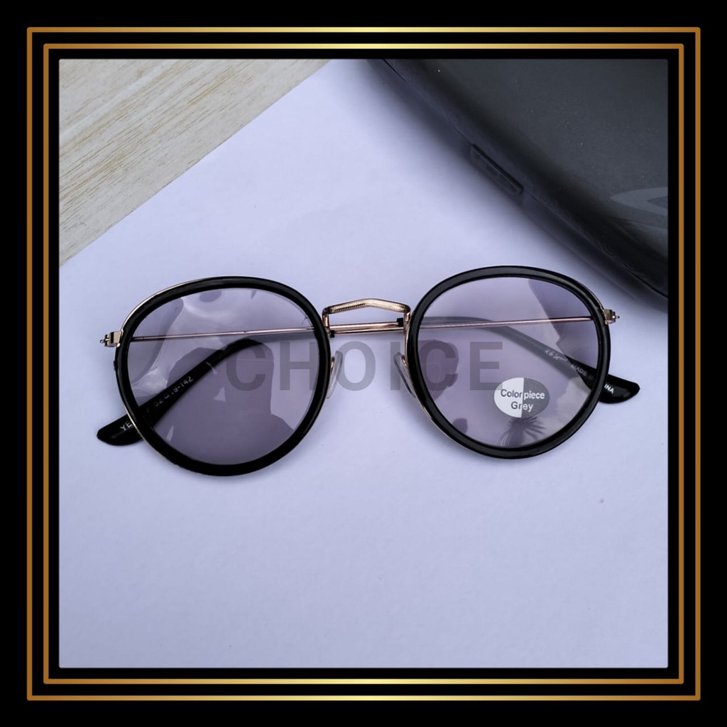 Kacamata Frame/Kacamata Wanita dan Pria Gaya Retro Round Eyeglasses Metal Frame