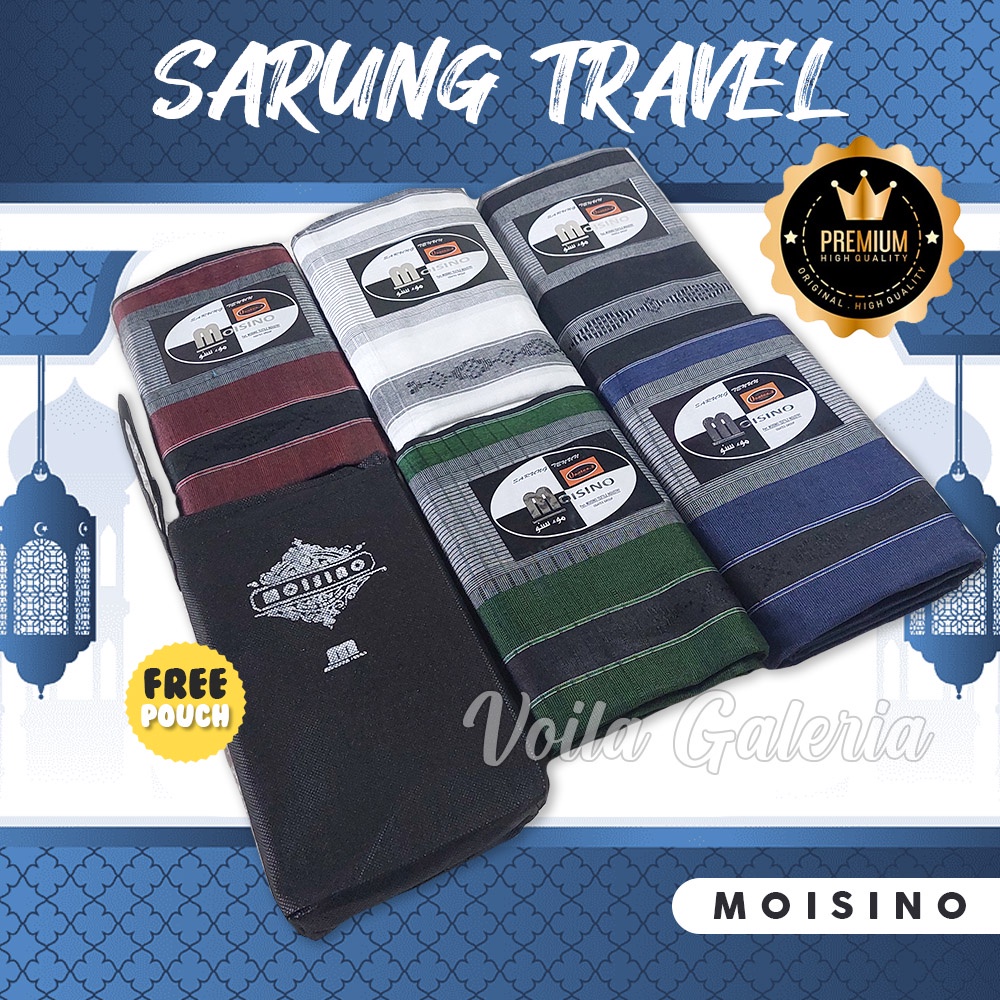 Sarung Travel Premium Dewasa Plus Kantong (Pouch) Sarung Tenun Moisino