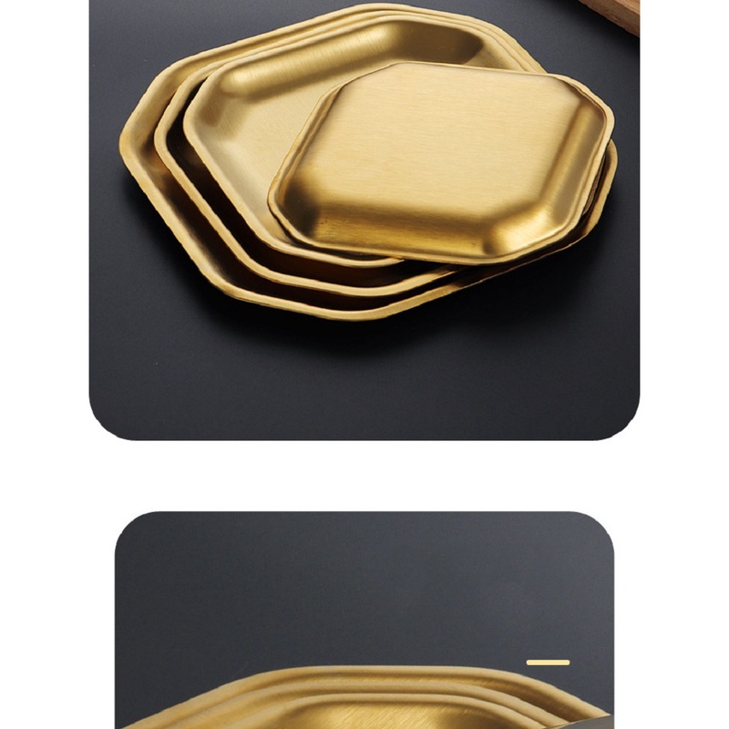 Mi.more Gold Piring Stainess Steel Segi 8 / Piring Dekorasi Gold 10.5cm/12cm/13.5cm/15cm / Piring Dessert