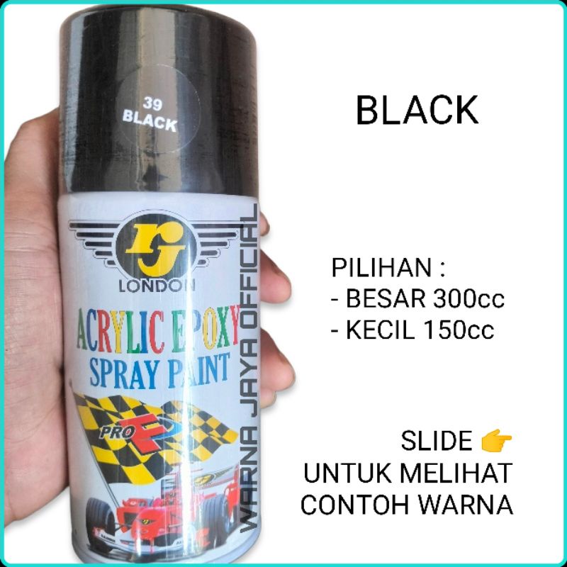 BLACK - Cat Kaleng Semprot Pilok Pilox Pylox RJ London Black Hitam Glossy Item Blek Skotlet Scotlite