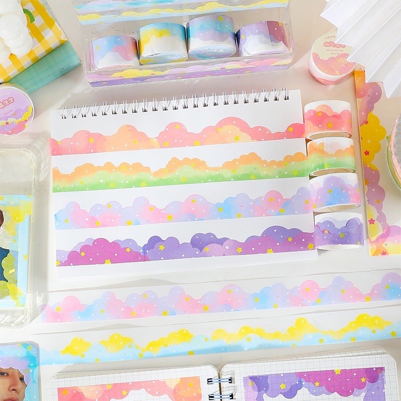 

Washi Tape Masking Tape Sticker Stiker Awan Cloud Star Gold Plated 45