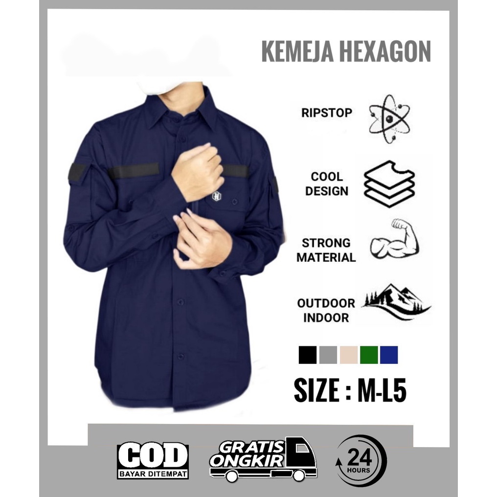 KEMEJA TACTICAL HEXAGON PANJANG / KEMEJA TACTICAL OUTDOOR PREMIUM