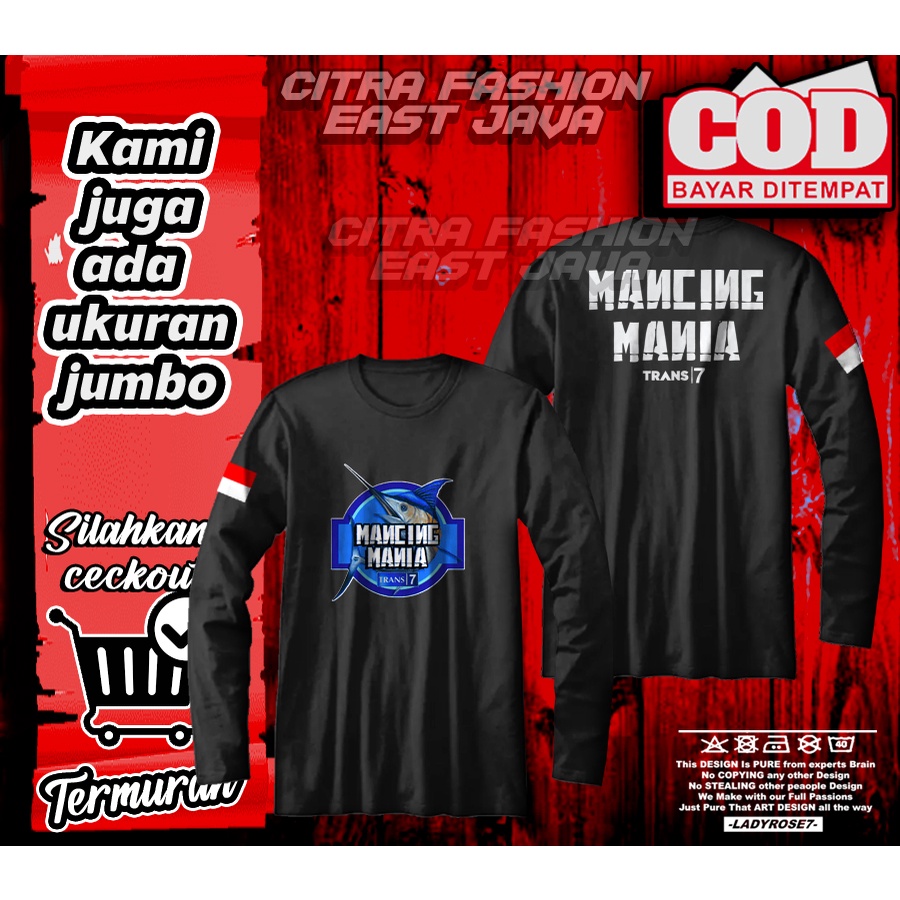 KAOS HITAM LENGAN PANJANG MANCING MANIA MANTAP TRANS 7