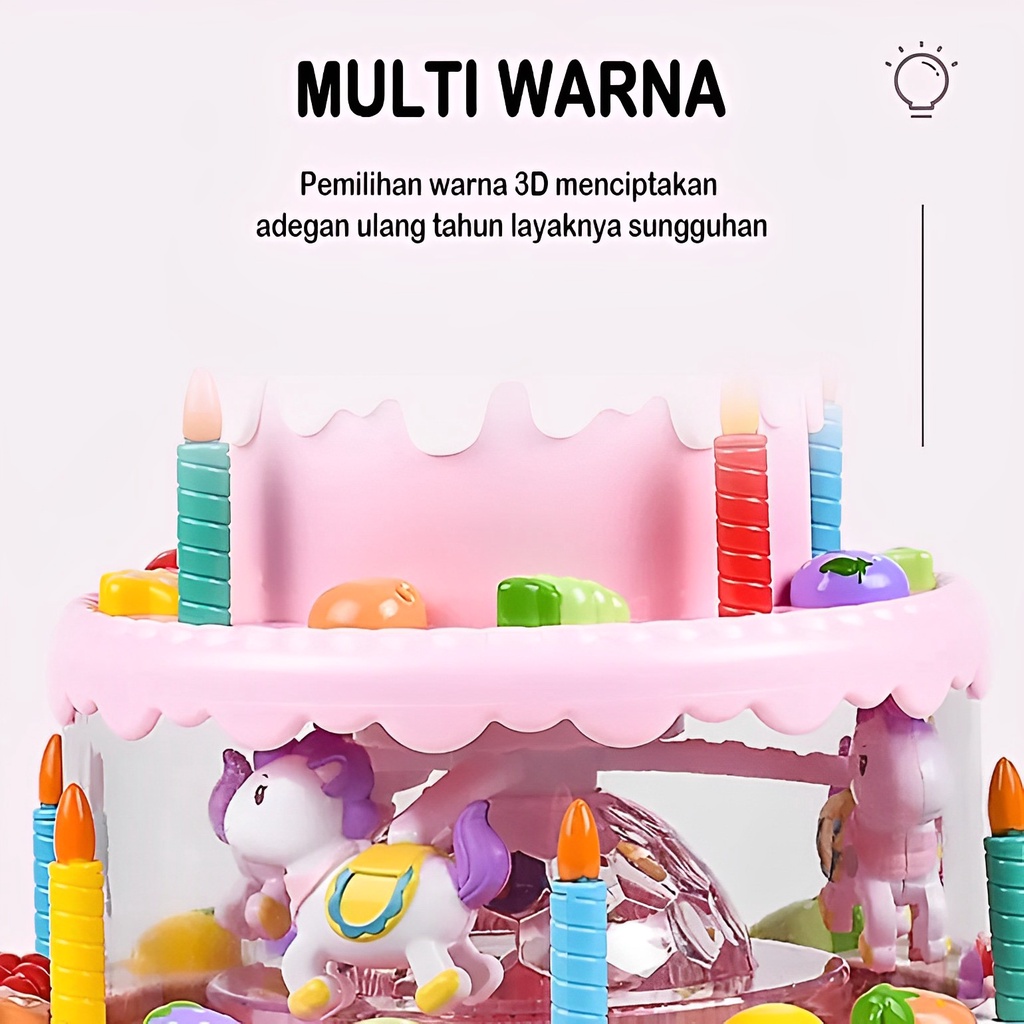 Birthday Cake Rotary | Mainan Kue Ulang Tahun Anak Music | Mainan Anak Perempuan 2-3-4-5-6 Tahun