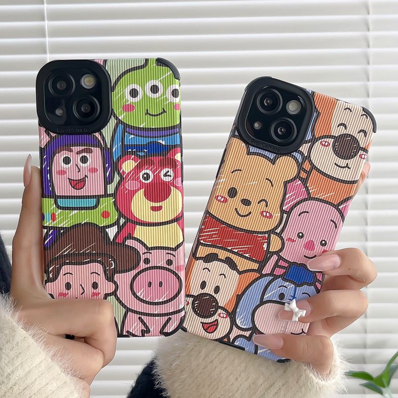 Toy Story Leather SoftCase iP iPhone 7 8 + Plus XS XR 11 12 13 14 Pro Max Pink Casing hp iPhone XR kESING