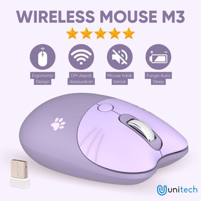 MOUSE WIRELESS UNITECH CAT PAW M3 2.4G 1600DPI