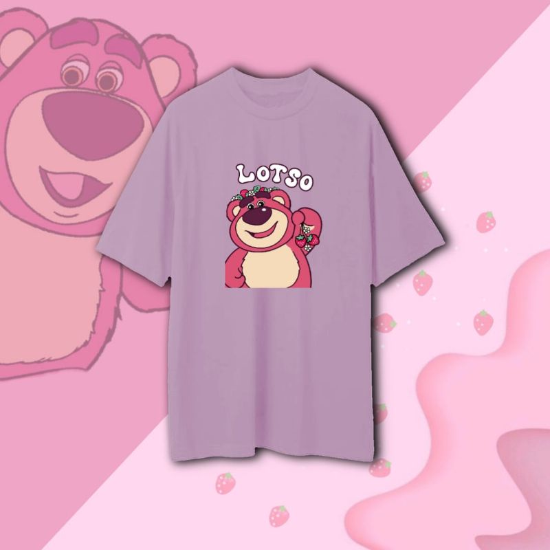 KAOS LUCU BERUANG LOTSO STRAWBERY/T-SHIRT LOTSO PREMIUM