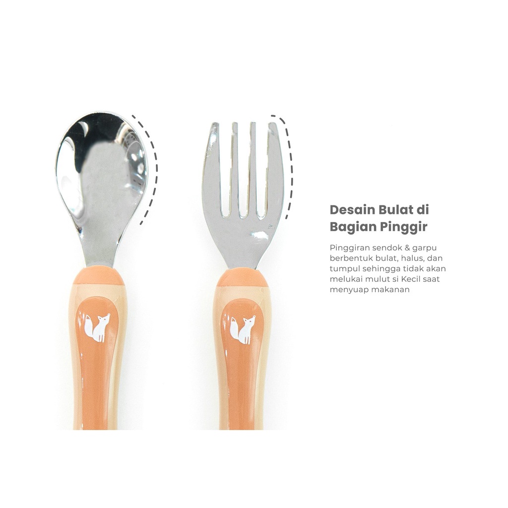 Mugu Toddler Spoon And Fork Pink Merah Muda Sendok Garpu Anak