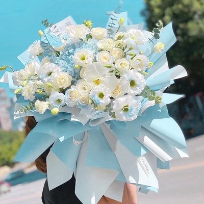 Flower Wrapping Bi Color White Cellophane Waterproof Kertas Buket Bunga Ecer Flower Wrap KB6121