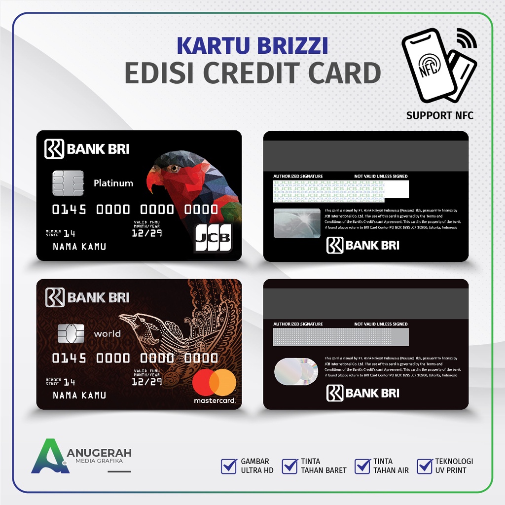 Kartu E-toll Brizzi Edisi Platinum Custom Nama